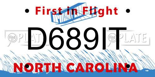 D689IT North Carolina License Plate