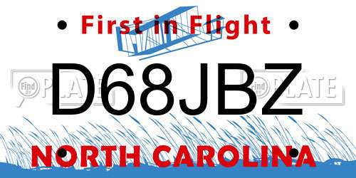 D68JBZ North Carolina License Plate