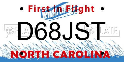 D68JST North Carolina License Plate