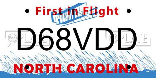 D68VDD North Carolina License Plate