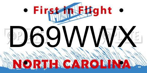 D69WWX North Carolina License Plate