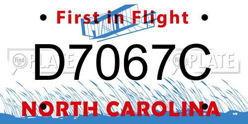 D7067C North Carolina License Plate