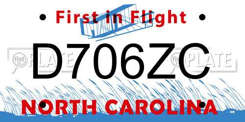D706ZC North Carolina License Plate