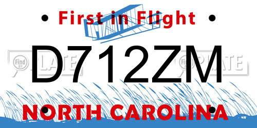 D712ZM North Carolina License Plate