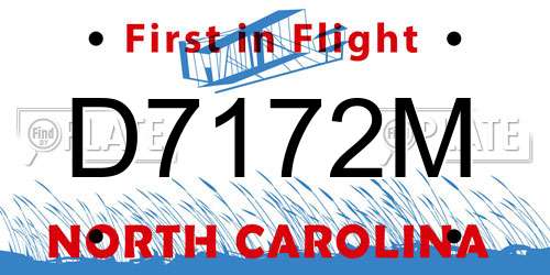 D7172M North Carolina License Plate