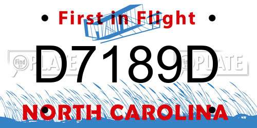 D7189D North Carolina License Plate