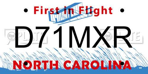 D71MXR North Carolina License Plate