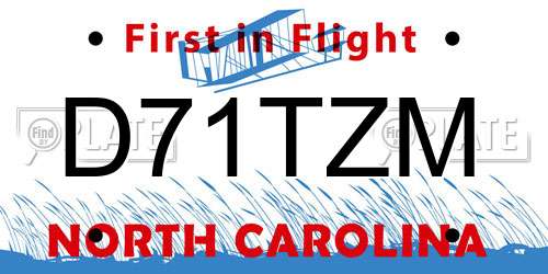 D71TZM North Carolina License Plate