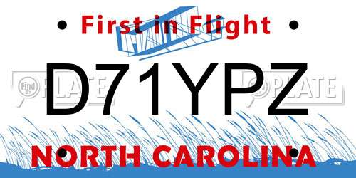 D71YPZ North Carolina License Plate