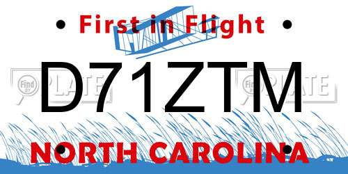D71ZTM North Carolina License Plate
