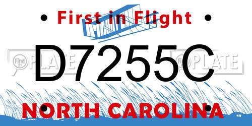 D7255C North Carolina License Plate