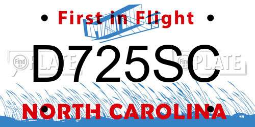 D725SC North Carolina License Plate