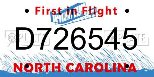 D726545 North Carolina License Plate