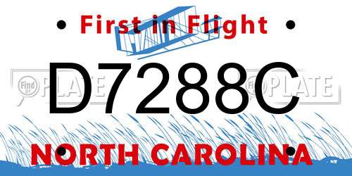 D7288C North Carolina License Plate