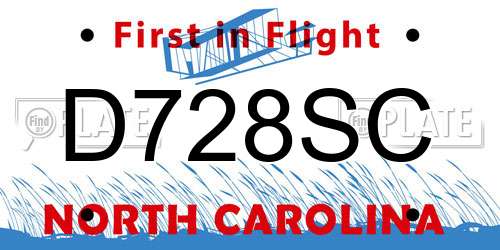 D728SC North Carolina License Plate