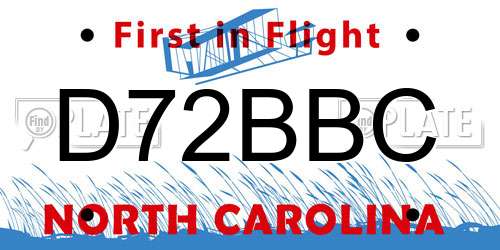 D72BBC North Carolina License Plate