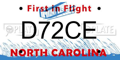 D72CE North Carolina License Plate