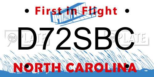 D72SBC North Carolina License Plate