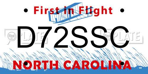 D72SSC North Carolina License Plate