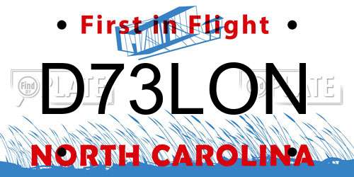 D73LON North Carolina License Plate