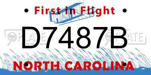 D7487B North Carolina License Plate