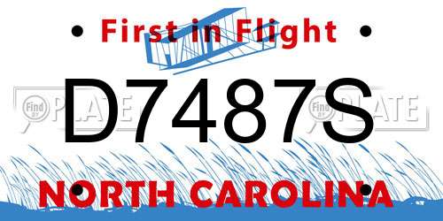 D7487S North Carolina License Plate
