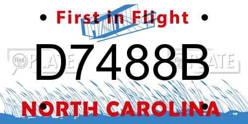 D7488B North Carolina License Plate