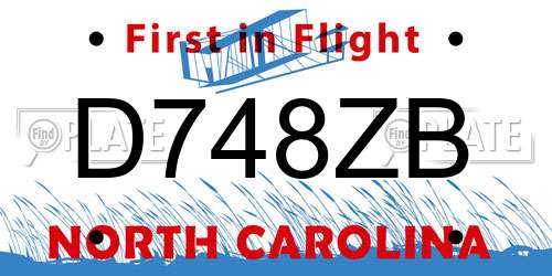 D748ZB North Carolina License Plate