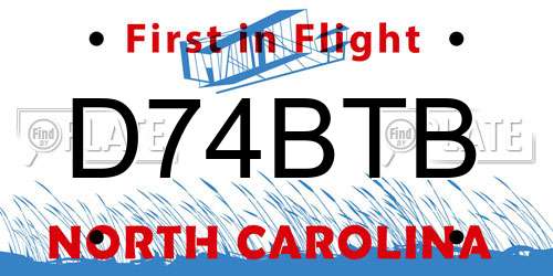 D74BTB North Carolina License Plate