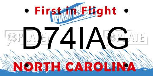D74IAG North Carolina License Plate