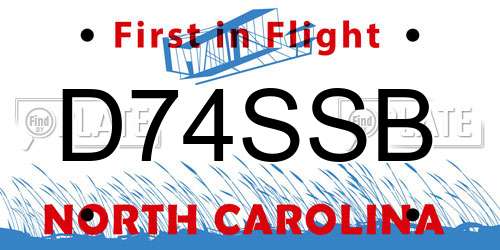 D74SSB North Carolina License Plate
