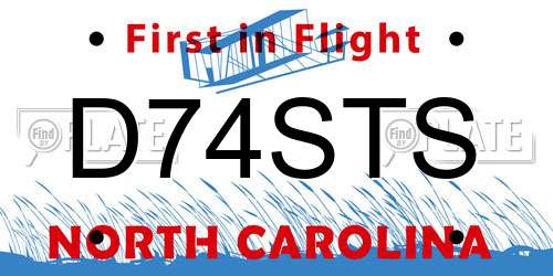 D74STS North Carolina License Plate