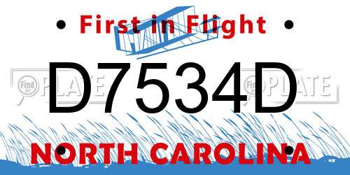 D7534D North Carolina License Plate