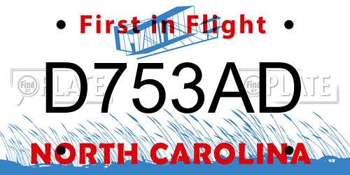 D753AD North Carolina License Plate