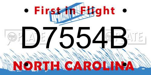 D7554B North Carolina License Plate