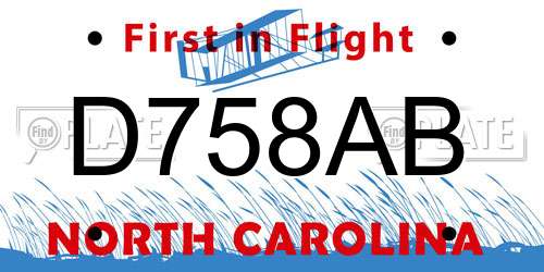 D758AB North Carolina License Plate