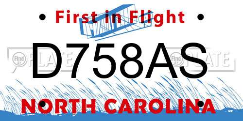 D758AS North Carolina License Plate