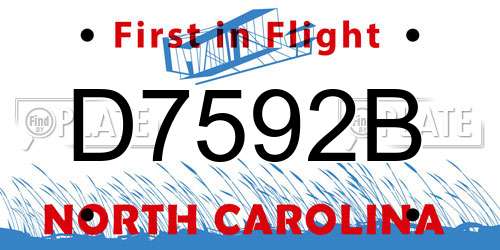 D7592B North Carolina License Plate