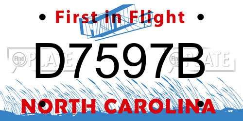 D7597B North Carolina License Plate