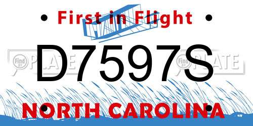 D7597S North Carolina License Plate