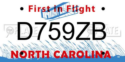 D759ZB North Carolina License Plate