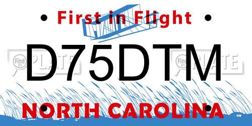 D75DTM North Carolina License Plate