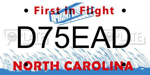 D75EAD North Carolina License Plate