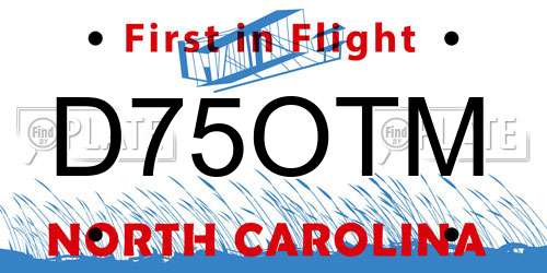 D75OTM North Carolina License Plate