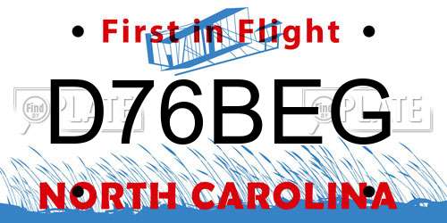D76BEG North Carolina License Plate