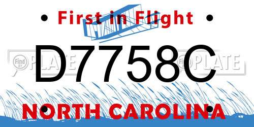 D7758C North Carolina License Plate