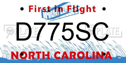 D775SC North Carolina License Plate