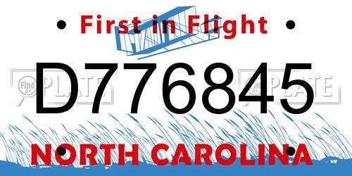 D776845 North Carolina License Plate
