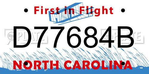 D77684B North Carolina License Plate
