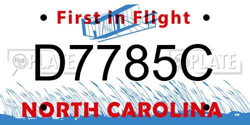 D7785C North Carolina License Plate